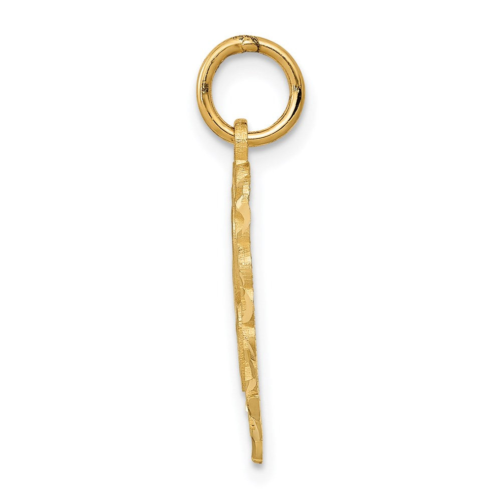 14K Yellow Gold Heart Letter C Charm