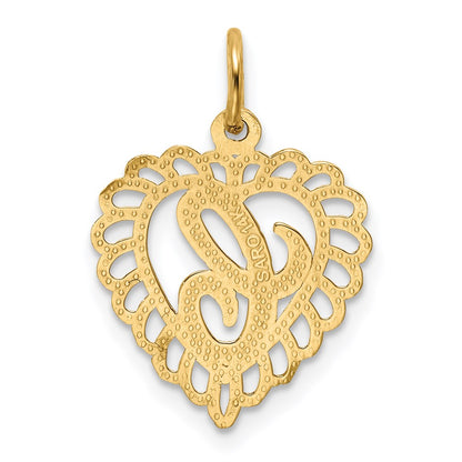 14K Yellow Gold Heart Letter C Charm