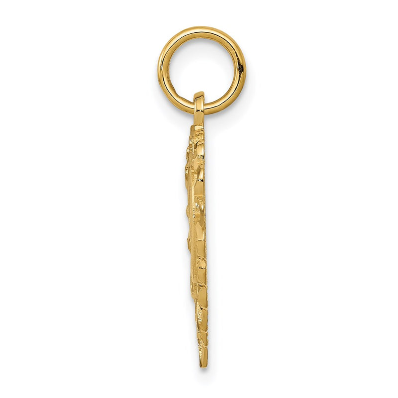 14K Yellow Gold Heart Letter D Charm