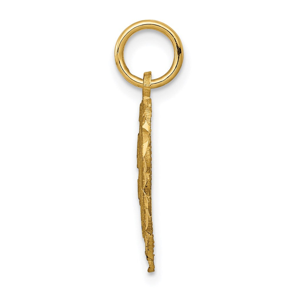 14K Yellow Gold Heart Letter E Charm