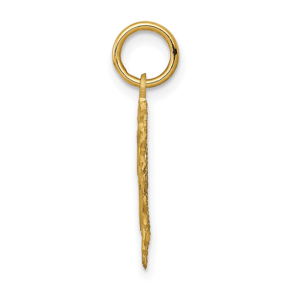 14K Yellow Gold Heart Letter F Charm