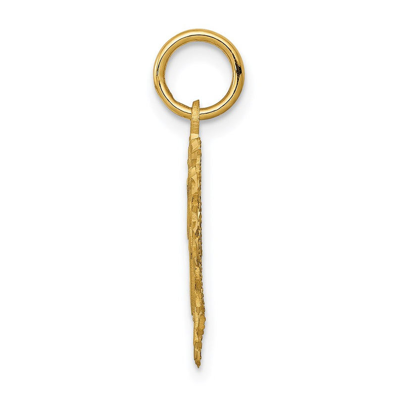 14K Yellow Gold Heart Letter F Charm