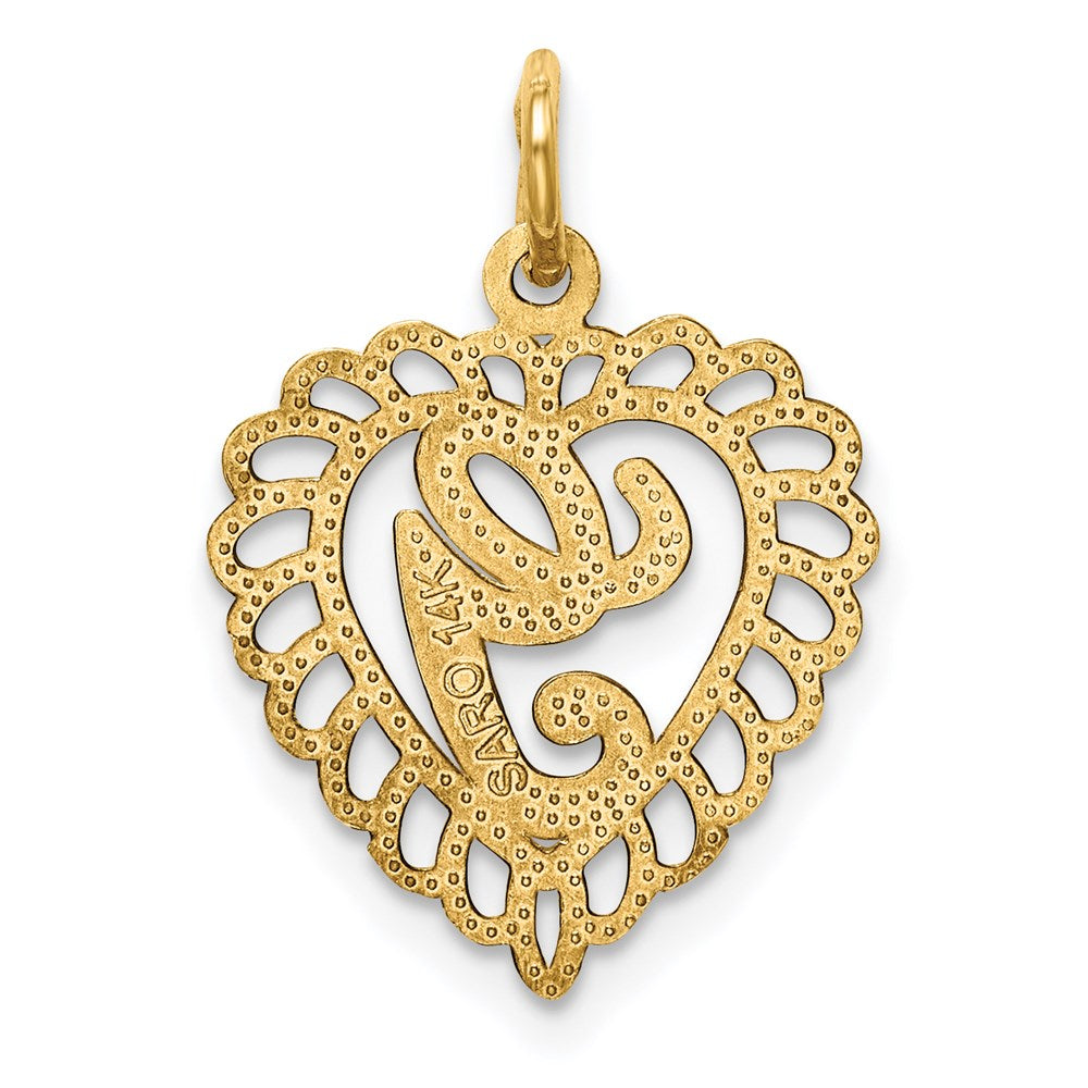 14K Yellow Gold Heart Letter G Charm