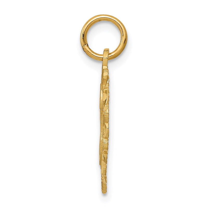 14K Yellow Gold Heart Letter H Charm