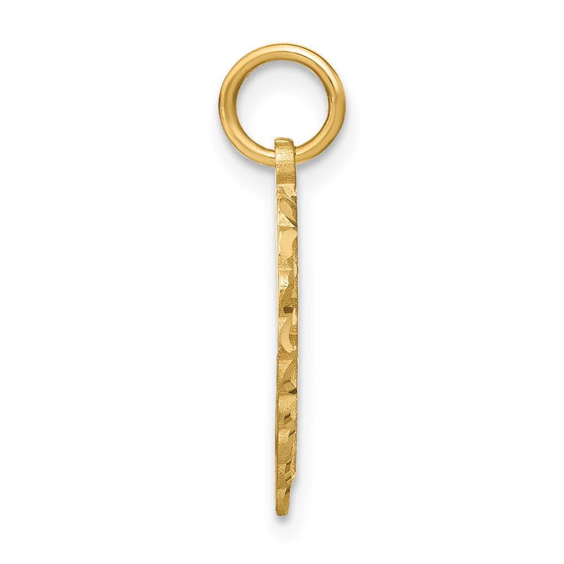 14K Yellow Gold Heart Letter I Charm