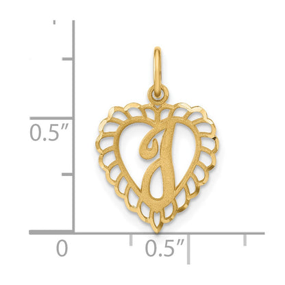 14K Yellow Gold Heart Letter I Charm