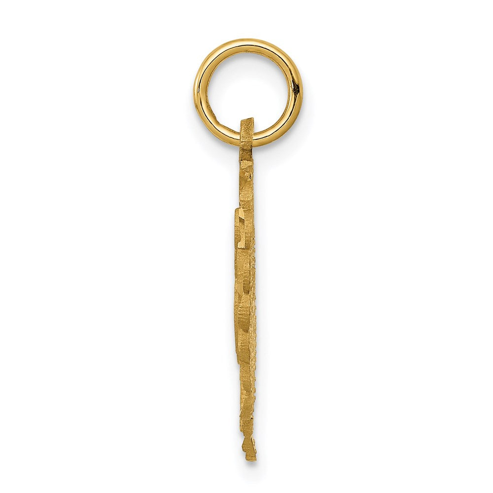 14K Yellow Gold Heart Letter K Charm