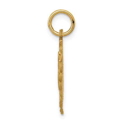 14K Yellow Gold Heart Letter K Charm