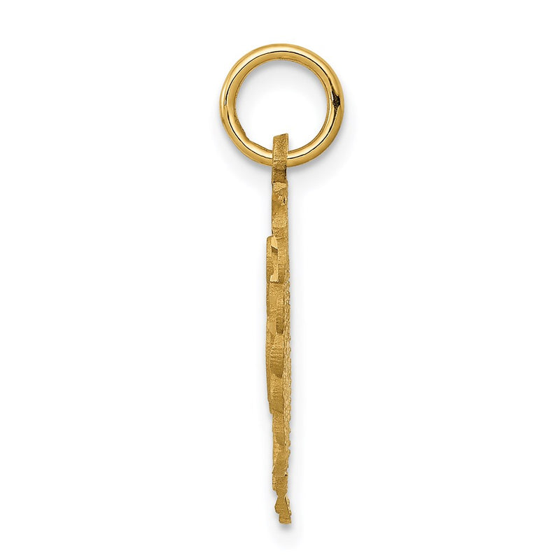 14K Yellow Gold Heart Letter K Charm