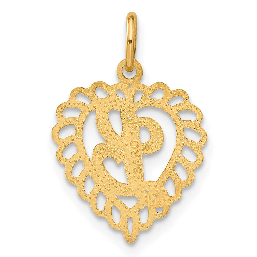 14K Yellow Gold Heart Letter L Charm