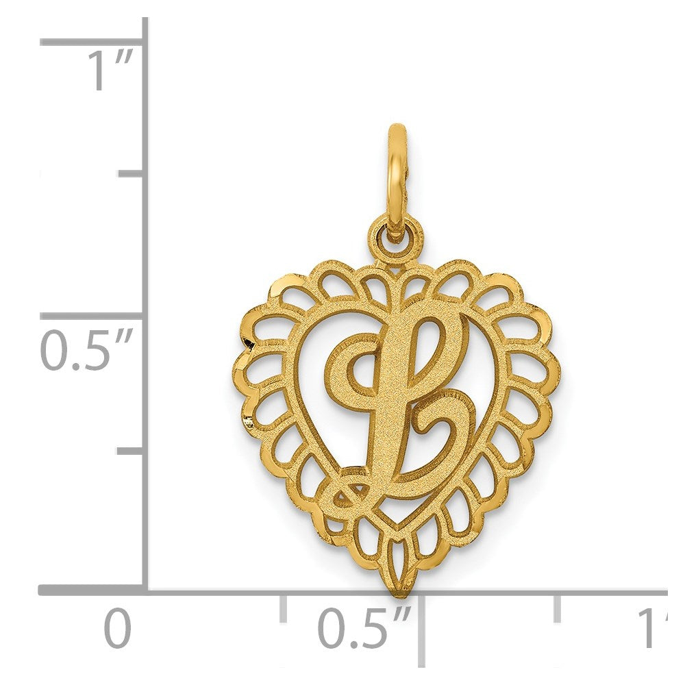14K Yellow Gold Heart Letter L Charm