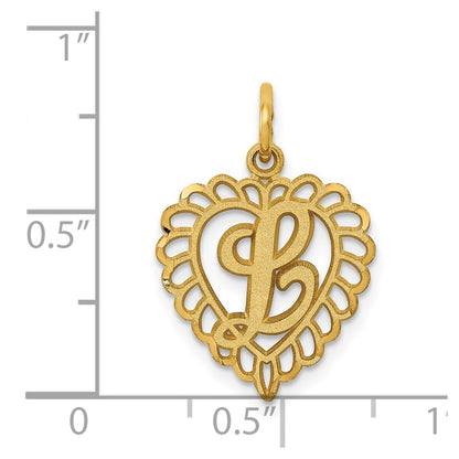 14K Yellow Gold Heart Letter L Charm