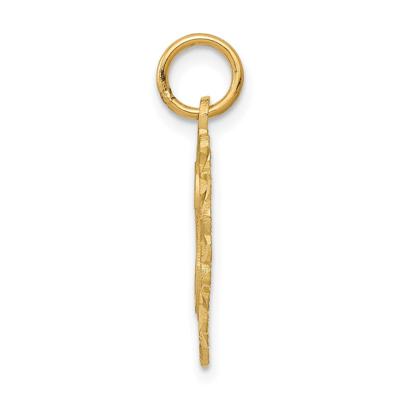 14K Yellow Gold Heart Letter S Charm