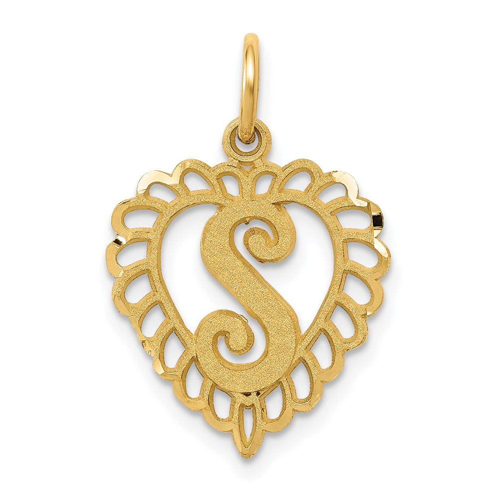 14K Yellow Gold Heart Letter Z Charm