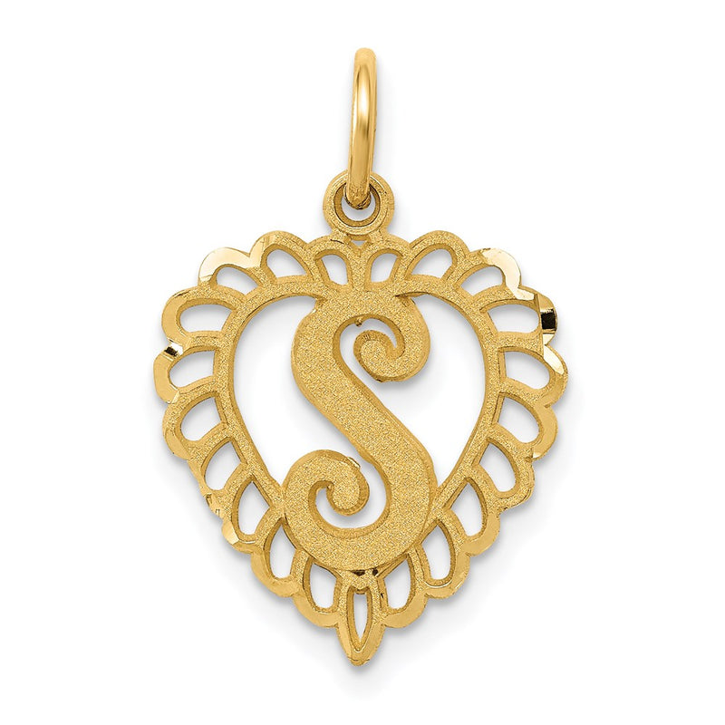 14K Yellow Gold Heart Letter Z Charm