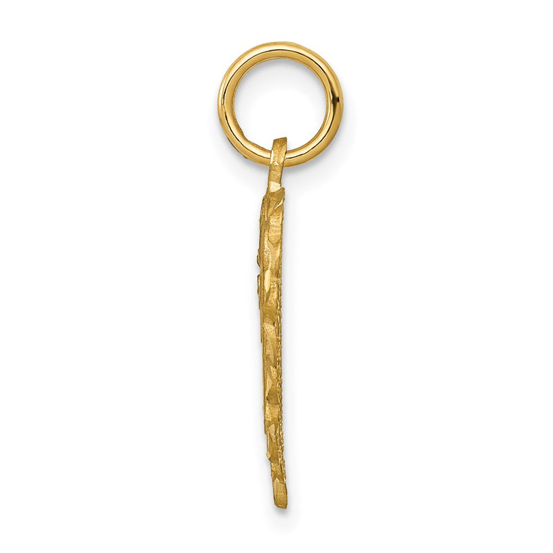 14K Yellow Gold Heart Letter V Charm