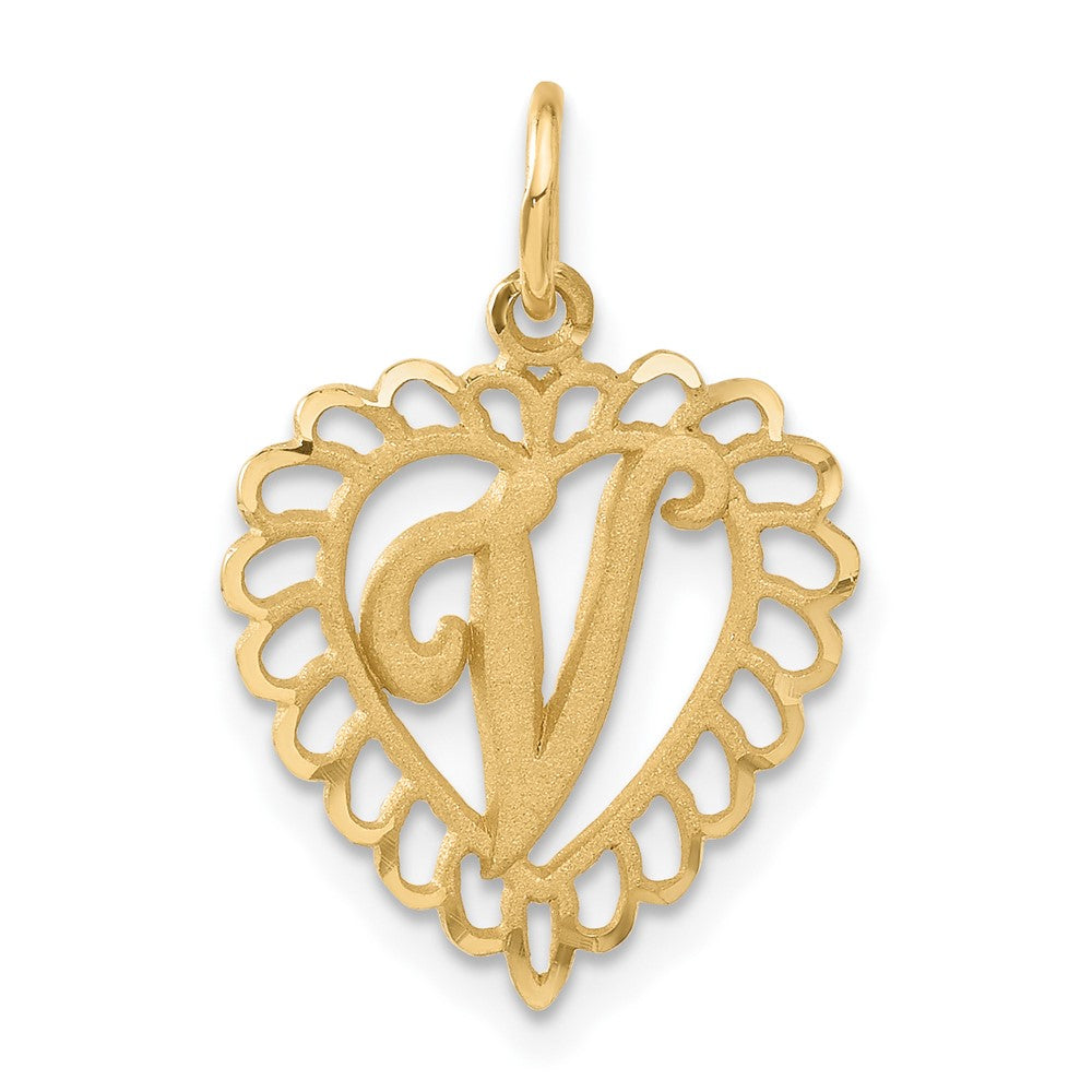 14K Yellow Gold Heart Letter Y Charm
