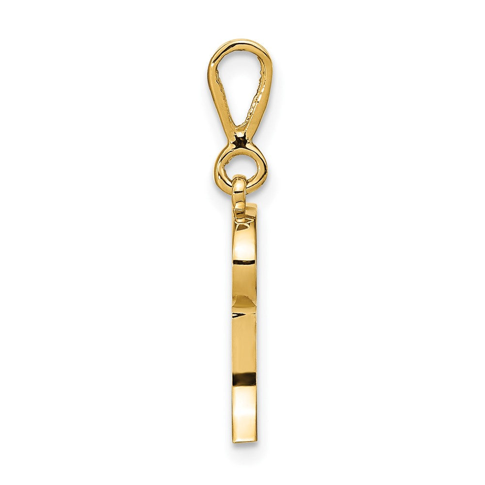 14K Yellow Gold 14Ky Polished Script Filigree Letter I Initial Pendant