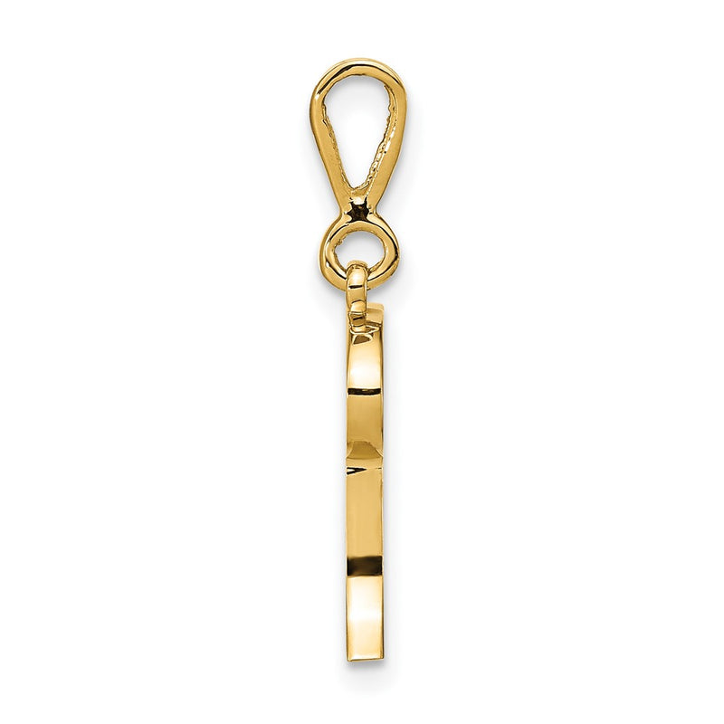 14K Yellow Gold 14Ky Polished Script Filigree Letter I Initial Pendant