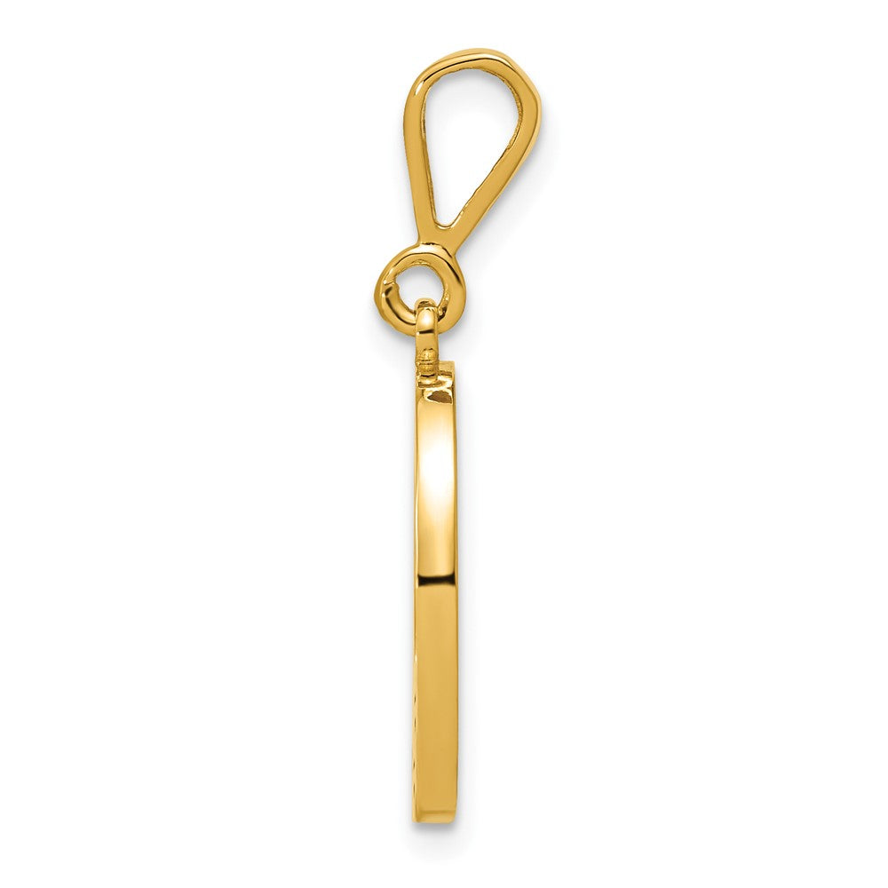 14K Yellow Gold Polished Script Filigree Letter Q Initial Pendant