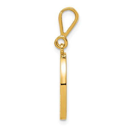 14K Yellow Gold Polished Script Filigree Letter Q Initial Pendant