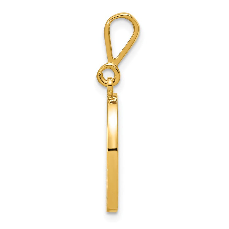 14K Yellow Gold Polished Script Filigree Letter Q Initial Pendant