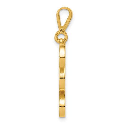 14K Yellow Gold Polished Script Filigree Letter Y Initial Pendant