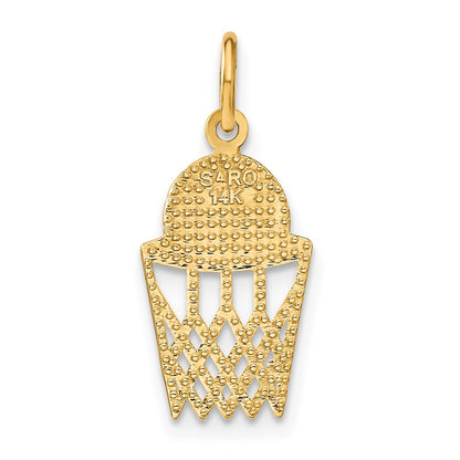 14K Yellow Gold Basketball In Net Charm