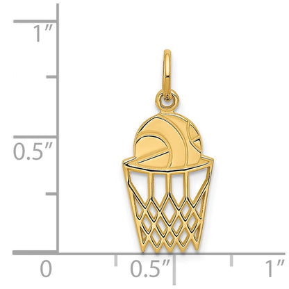 14K Yellow Gold Basketball In Net Charm