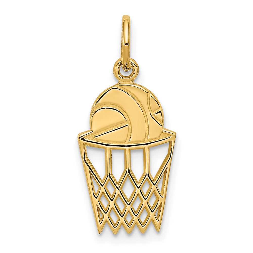 14K Yellow Gold Basketball In Net Charm