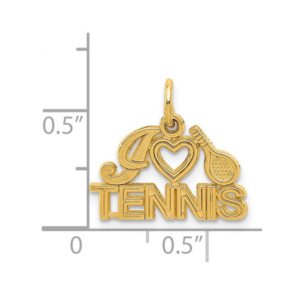 14K Yellow Gold I Heart Tennis Charm