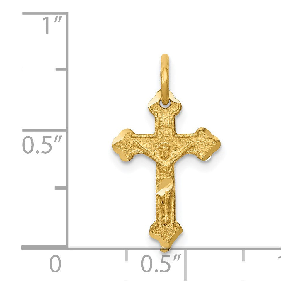 14K Yellow Gold Inri Diamond-Cut Crucifix Charm