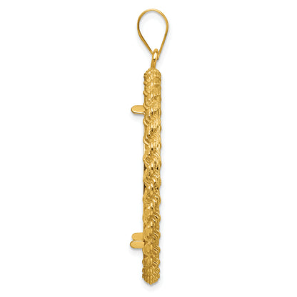 14K Yellow Gold Wideband Distinguished Coin Jewelry Polished And Diamond-Cut With Casted Rope 32.7mm Prong Bezel Pendant
