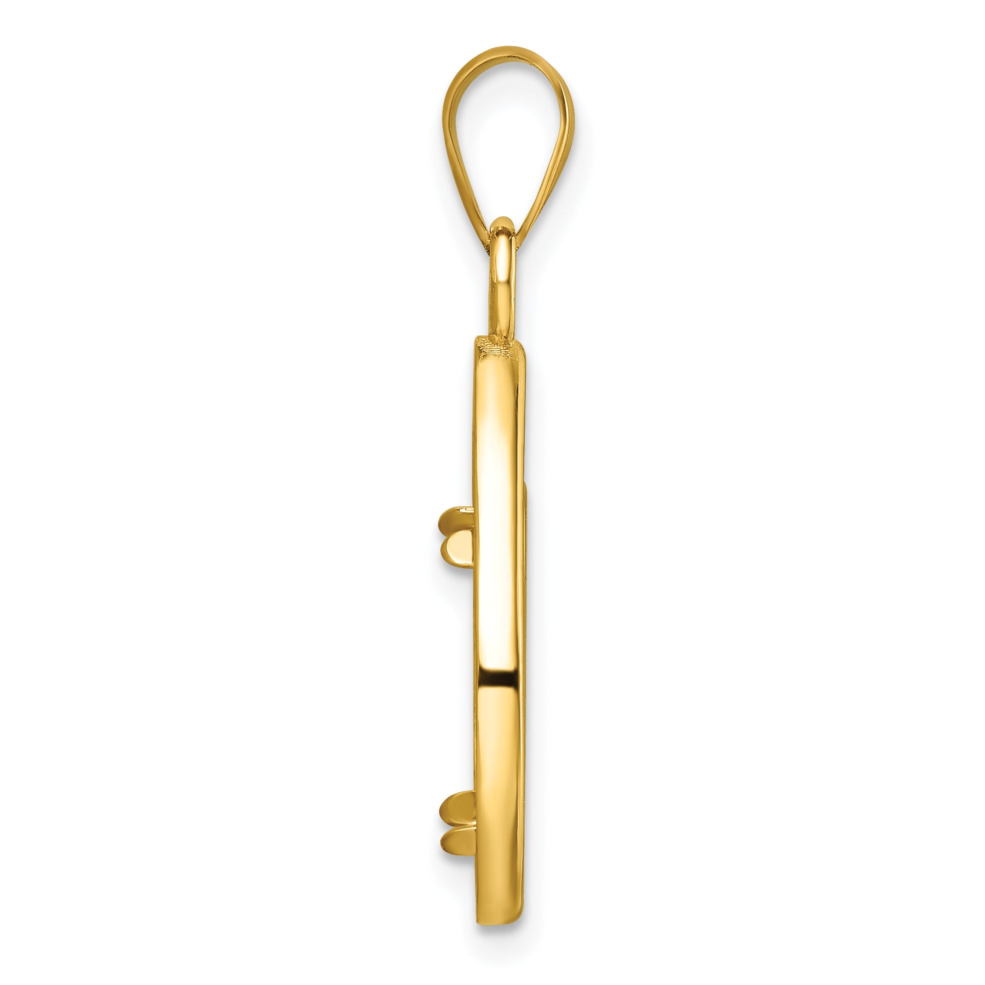 14K Yellow Gold Wideband Distinguished Coin Jewelry Polished Lightweight Teardrop 14.0mm Prong Bezel Pendant
