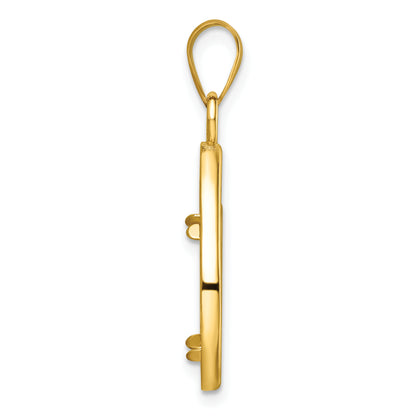 14K Yellow Gold Wideband Distinguished Coin Jewelry Polished Lightweight Teardrop 14.0mm Prong Bezel Pendant