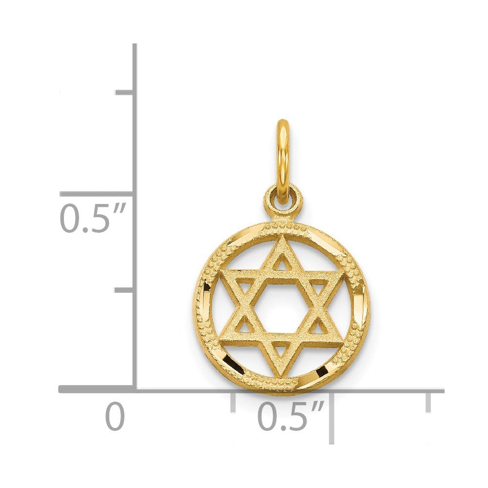 14K Yellow Gold Solid Polished Star Of David Charm