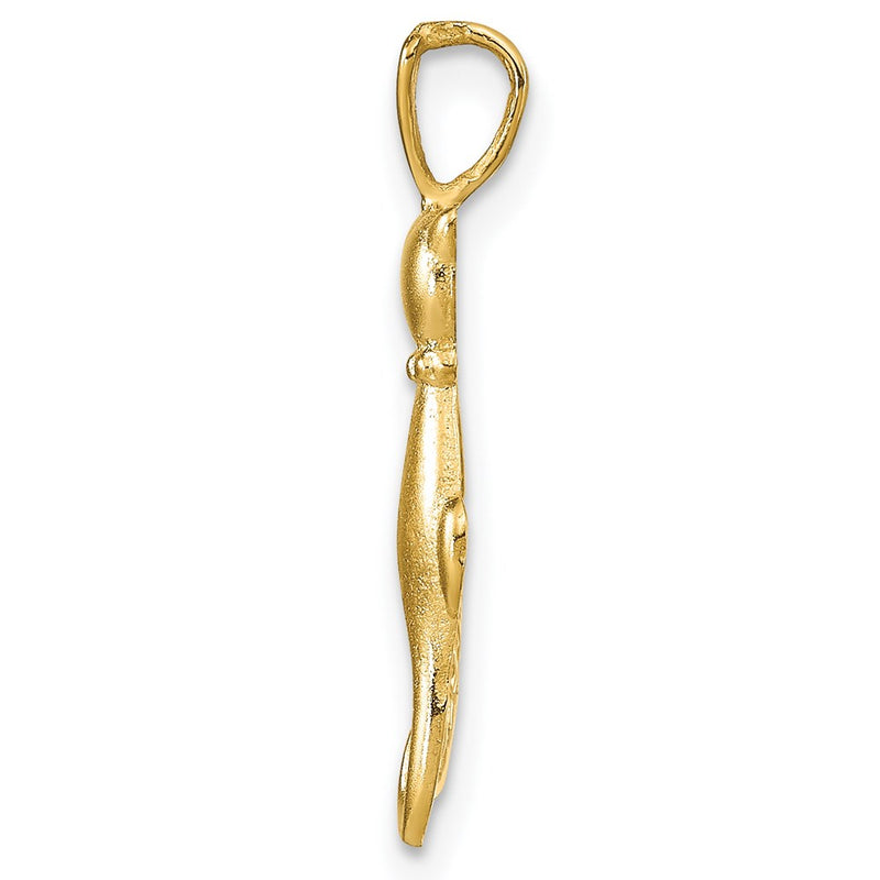 14K Yellow Gold Satin And Polished Cats Pendant