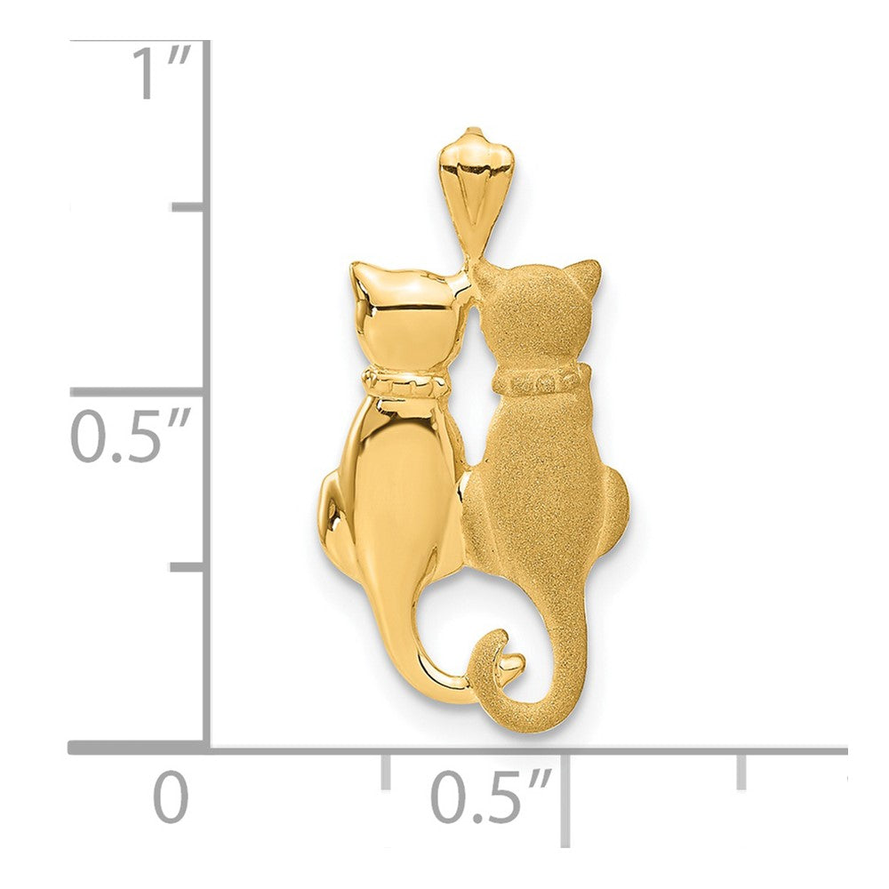 14K Yellow Gold Satin And Polished Cats Pendant