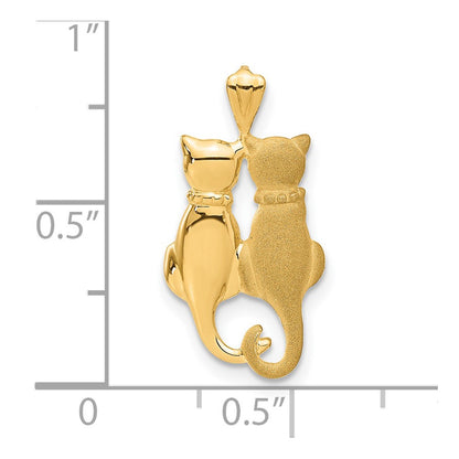 14K Yellow Gold Satin And Polished Cats Pendant