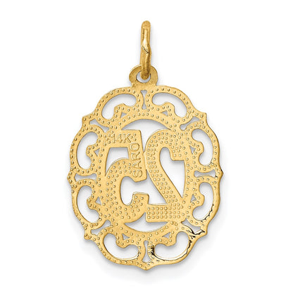 14K Yellow Gold # 25 In Oval Pendant
