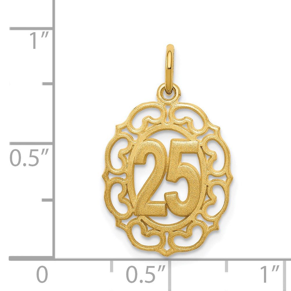 14K Yellow Gold # 25 In Oval Pendant