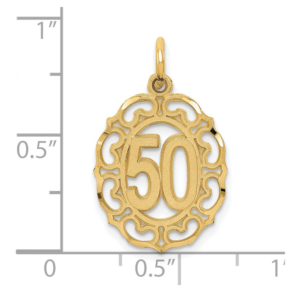 14K Yellow Gold #50 In Oval Pendant