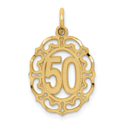 14K Yellow Gold #50 In Oval Pendant