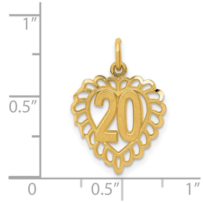 14K Yellow Gold 20 In Heart Charm