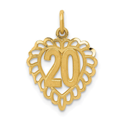 14K Yellow Gold 20 In Heart Charm