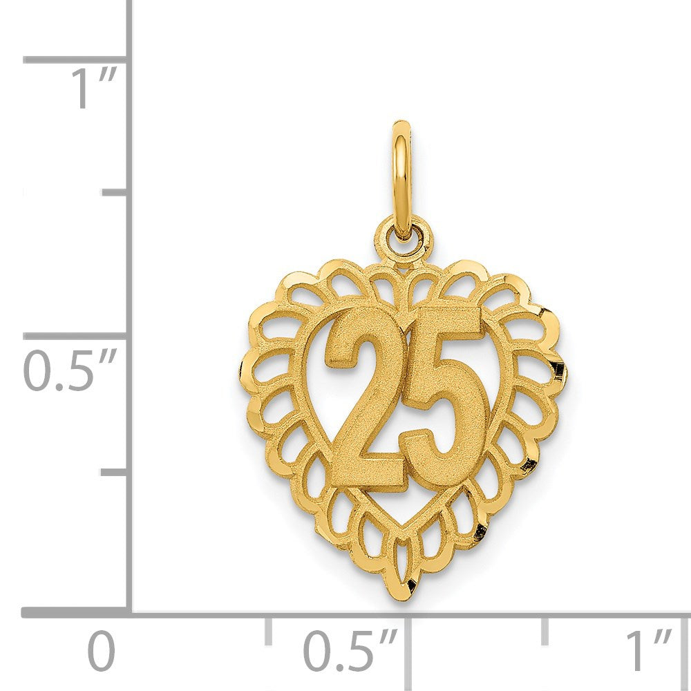 14K Yellow Gold 25 In A Heart Charm