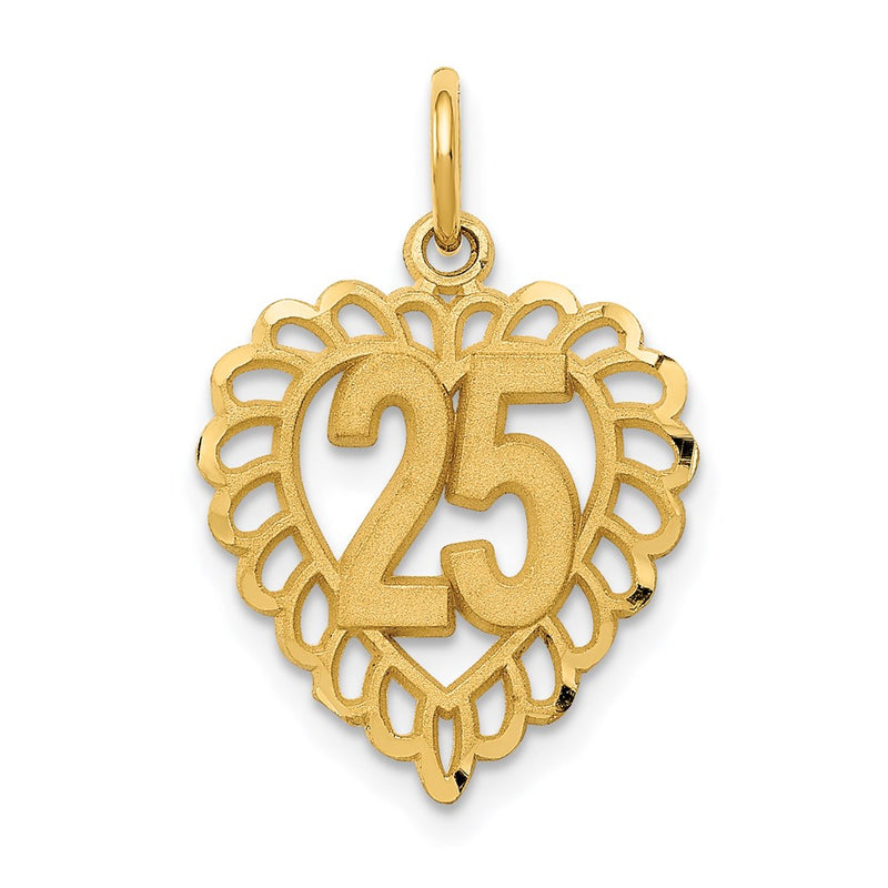 14K Yellow Gold 25 In A Heart Charm