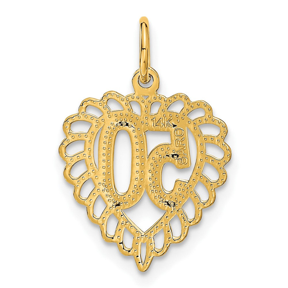 14K Yellow Gold 50 In Heart Charm