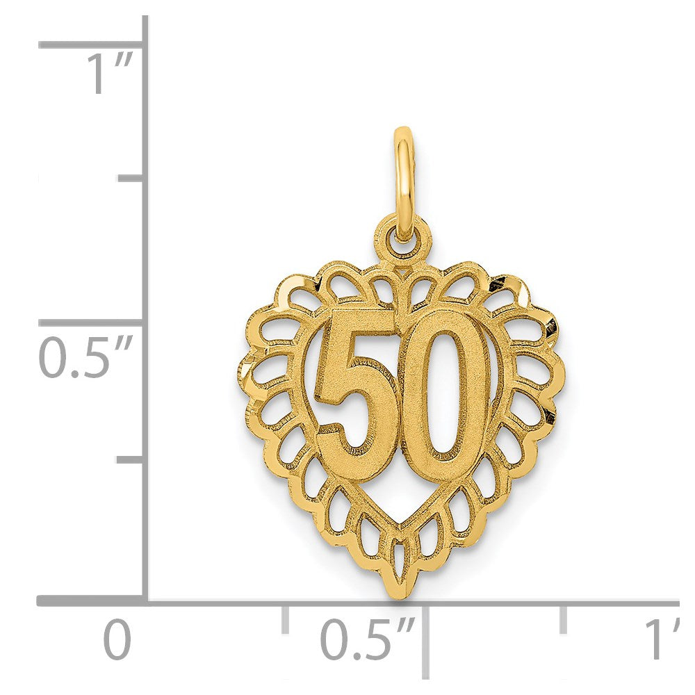 14K Yellow Gold 50 In Heart Charm