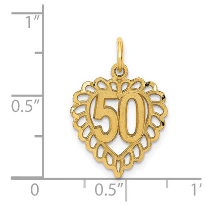 14K Yellow Gold 50 In Heart Charm